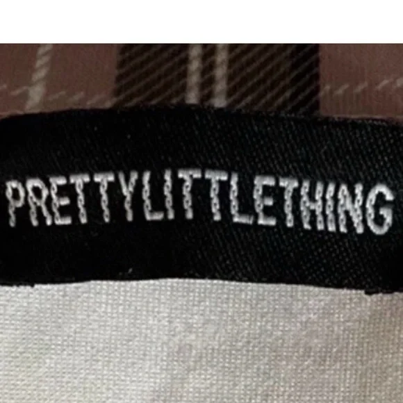 PRETTY LITTLE THING Open Front Blazer Sz 4 Small Pink Plaid Jacket Preppy Slim - Picture 7 of 8